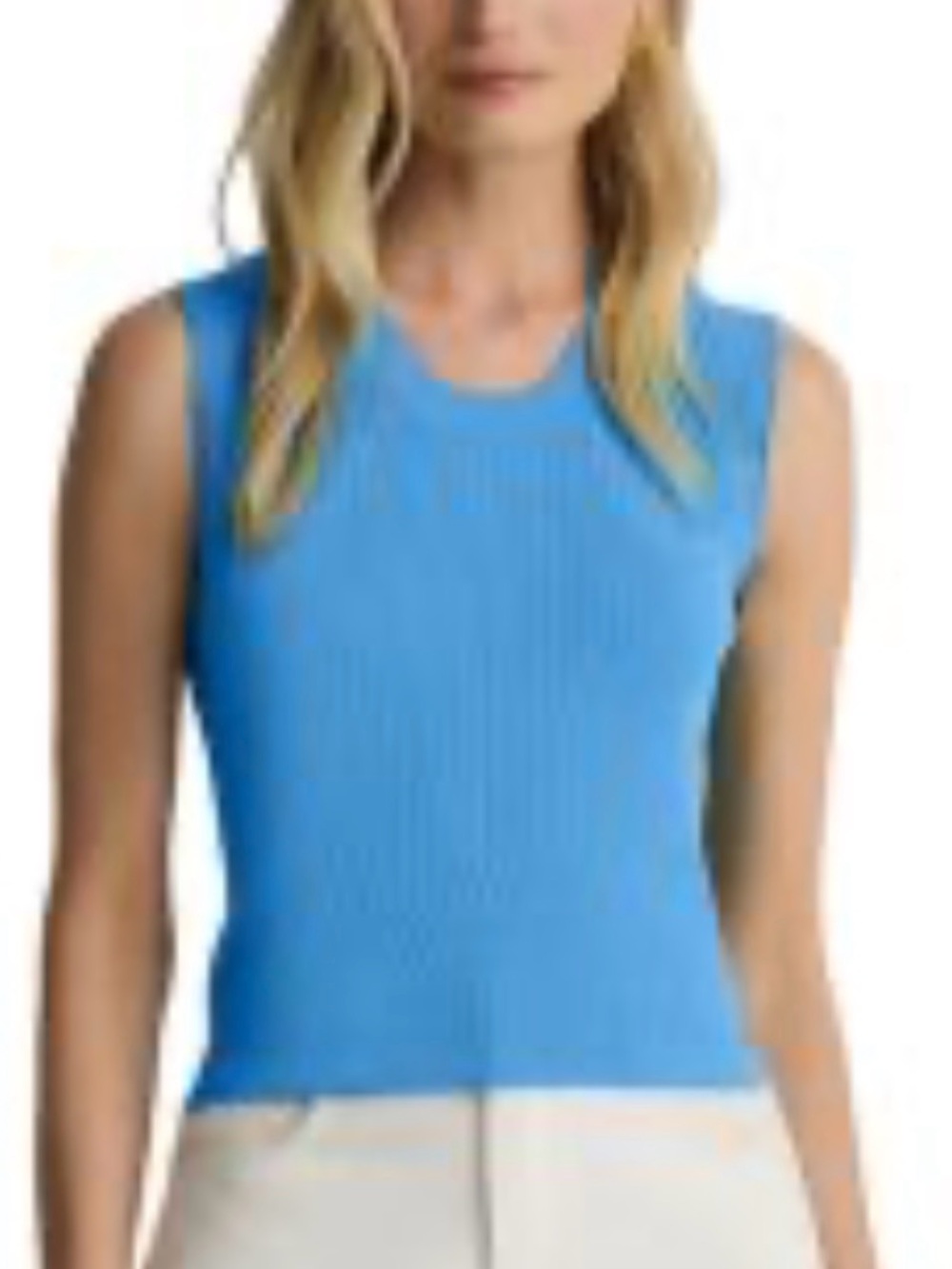 St. John Bright Blue Ribbed Sleeveless Tank